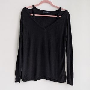 Zara Knit Cutout Sweater Cashmere Silk Blend